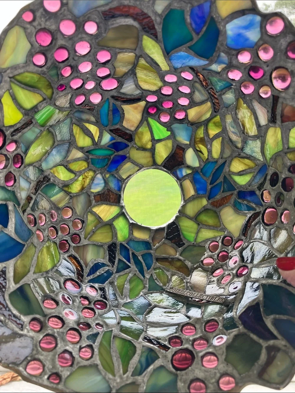 Vintage Quoizel Tiffany Style Stained Glass Pendant Hanging Ceiling Lamp